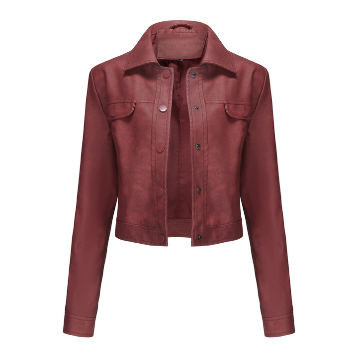Damen modische kurz geschnittene Lederjacke Drune