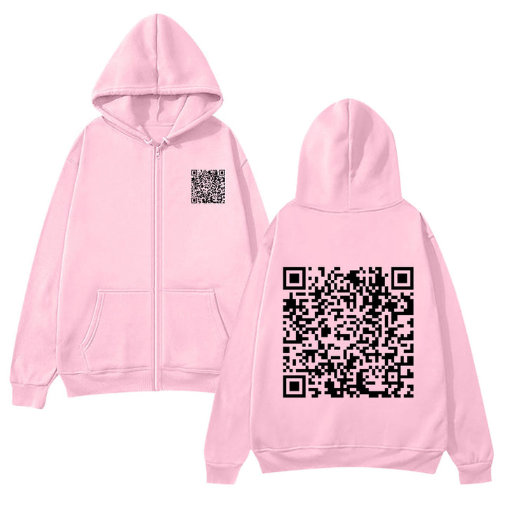 Damen Kapuzenjacke mit QR-Code-Design und weichem Fleece Drune