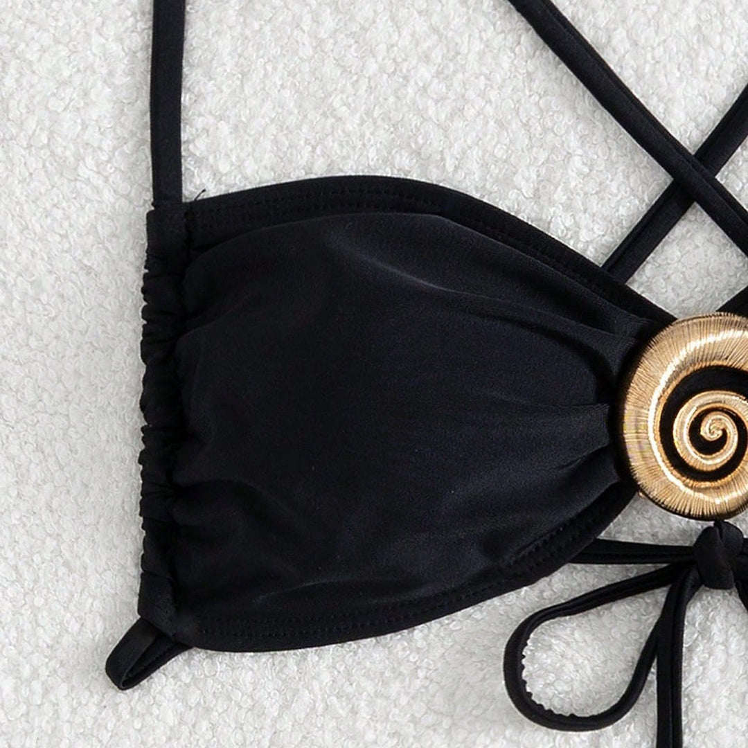 Damen Triangel-Bikini-Set mit dekorativem Ring Drune