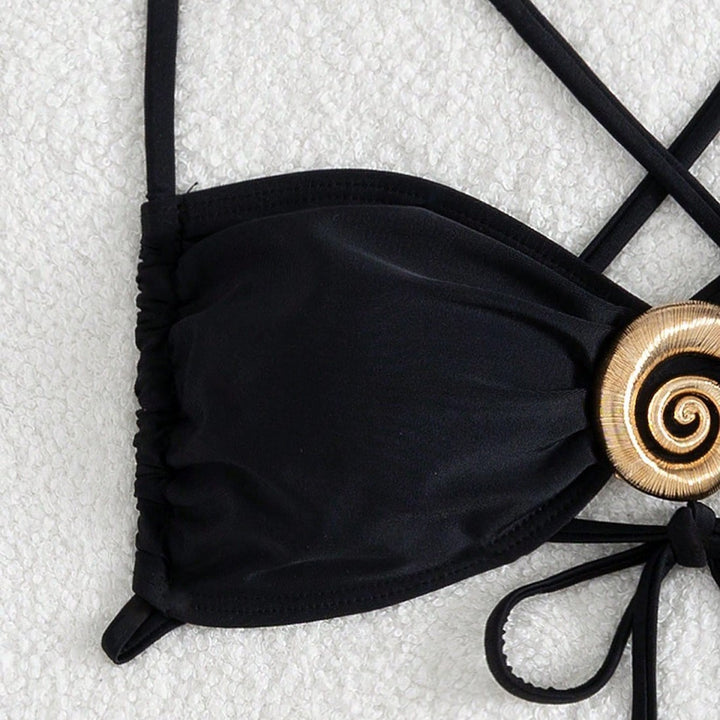 Damen Triangel-Bikini-Set mit dekorativem Ring Drune