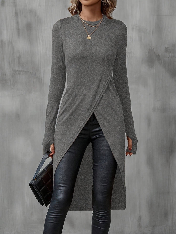 Damen Wickelkleid mit langem Arm und asymmetrischem Schnitt Drune