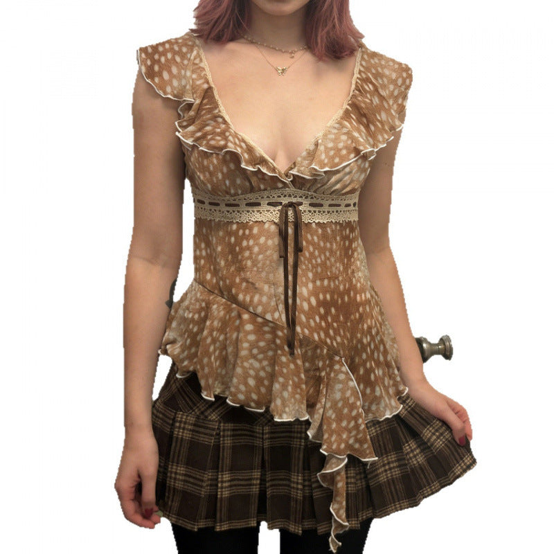 Damen asymmetrisches Kleid mit Rüschendetails Drune
