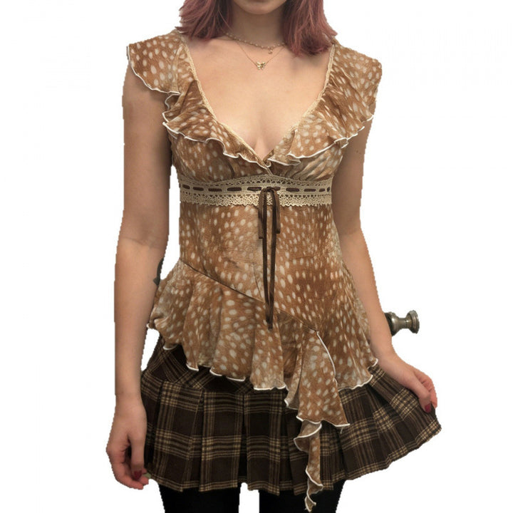 Damen asymmetrisches Kleid mit Rüschendetails Drune