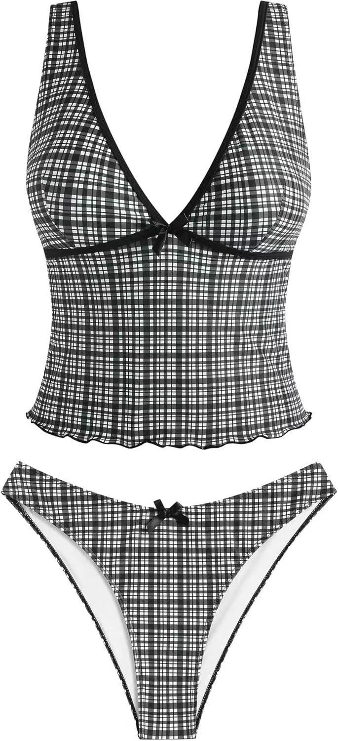 Damen Bikini-Set mit ausgestelltem Oberteil und verstellbaren Trägern Drune