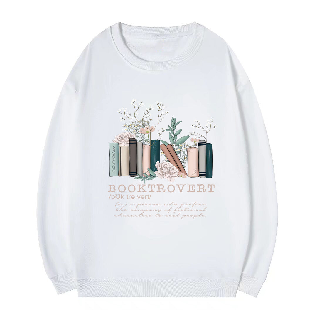 Damen Sweatshirt mit verspieltem Bücherdesign und inspirierendem Schriftzug Drune