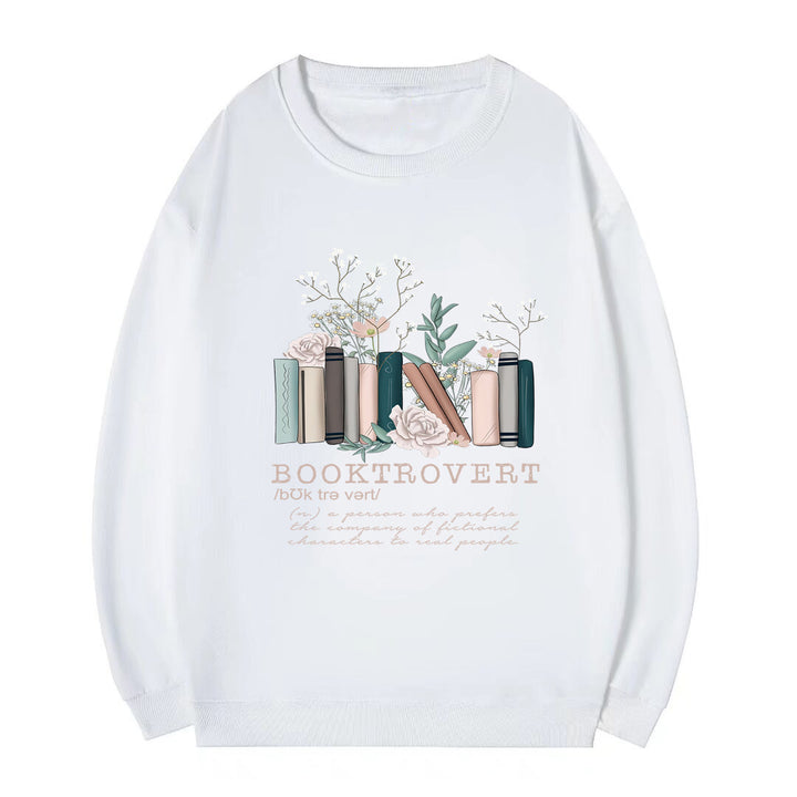 Damen Sweatshirt mit verspieltem Bücherdesign und inspirierendem Schriftzug Drune