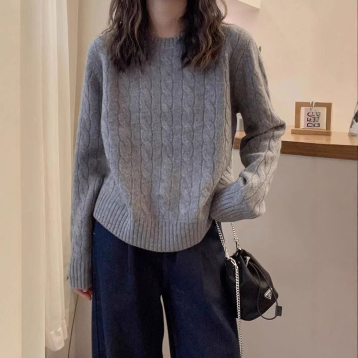 Damen Strickpullover mit dekorativem Kabelmuster Drune