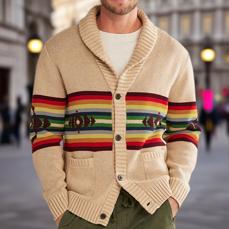 Herren Strickcardigan mit farbenfrohem Muster und lässigem Schnitt Drune