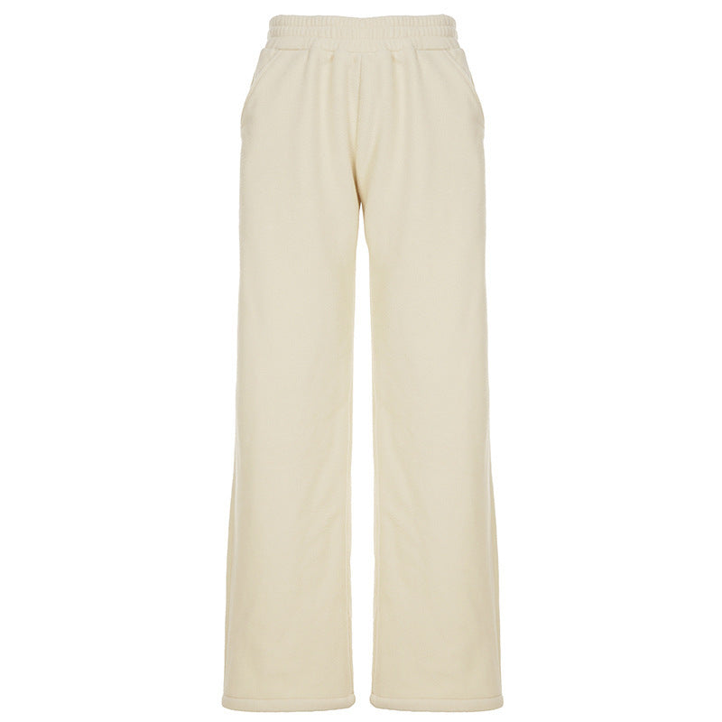 Damen Flauschige Jogginghose mit elastischem Bund und Seitennahttaschen Drune