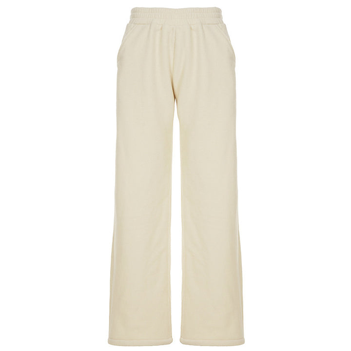 Damen Flauschige Jogginghose mit elastischem Bund und Seitennahttaschen Drune