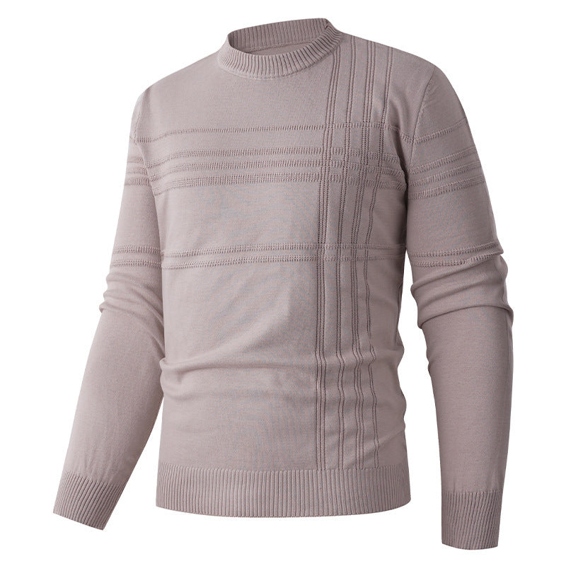 Herren nan Feinstrick-Pullover Rundhals mit geprägter Streifenstruktur und schmaler Silhouette Drune