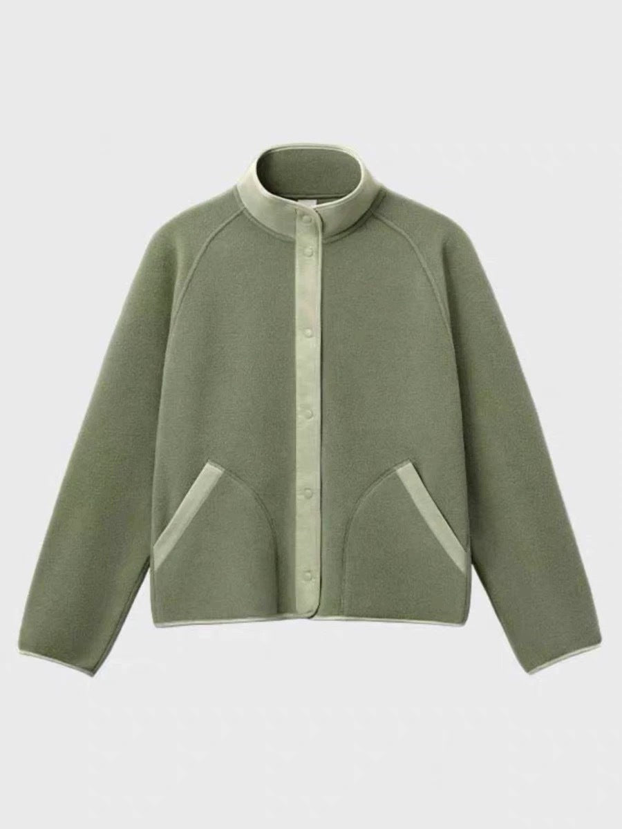 Damen kuschelige Fleece-Jacke mit elastischem Kragen und praktischen Taschen Drune