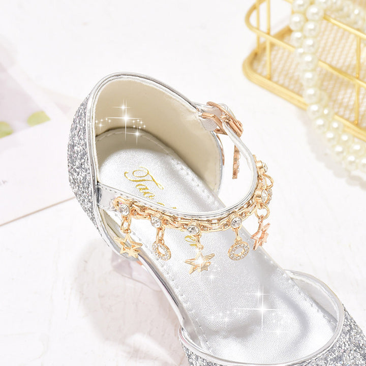 Mädchen Glitzernde Ballerinas mit verstellbarem Riemchen und funkelnden Anhängern Drune