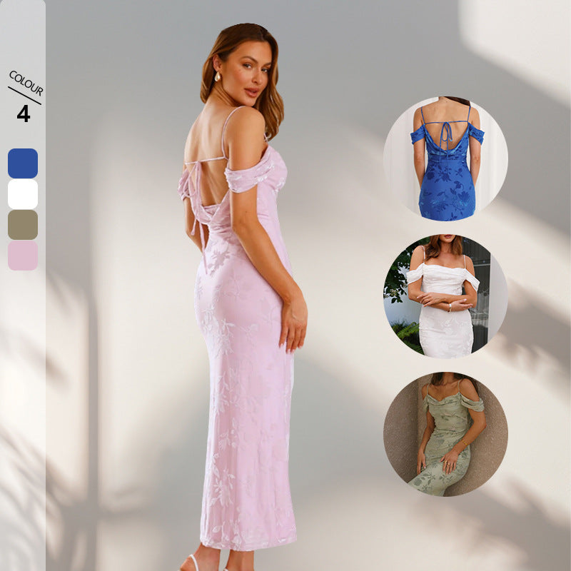 Damen Etuikleid mit romantischen Schulterträgern und floralem Design Drune
