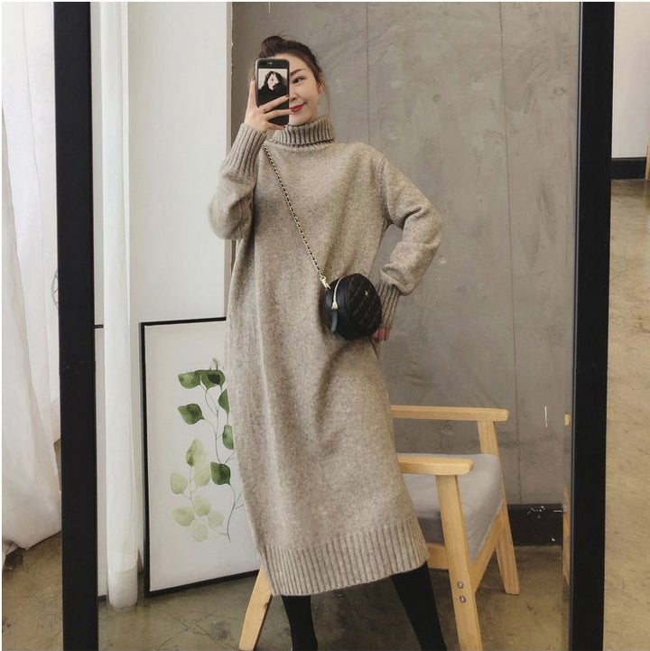 Damen Strickkleid mit hohem Kragen und eleganten Rippenbündchen Drune