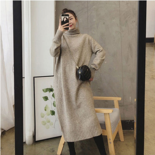 Damen Strickkleid mit hohem Kragen und eleganten Rippenbündchen Drune