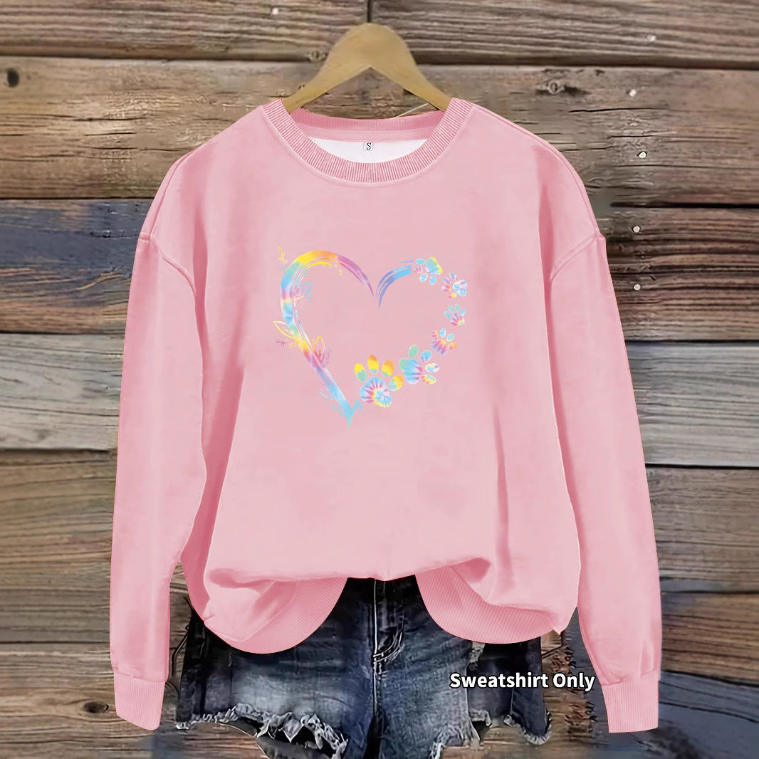 Damen Sweatshirt mit floralem Herzdesign und bequemer Passform Drune