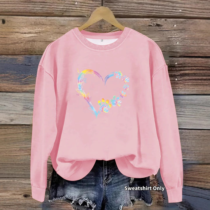 Damen Sweatshirt mit floralem Herzdesign und bequemer Passform Drune