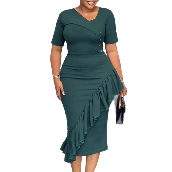 Damen Elegantes Wickelkleid mit Rüschendetails Drune