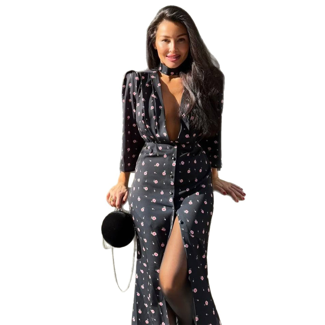 Damen Jumpsuit mit tiefem V-Ausschnitt und stilvollem Schlitz Drune