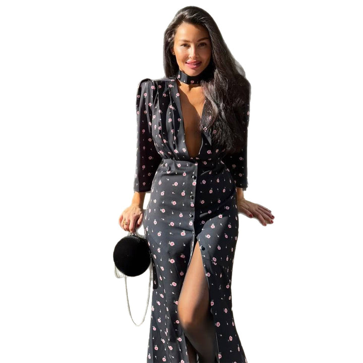 Damen Jumpsuit mit tiefem V-Ausschnitt und stilvollem Schlitz Drune