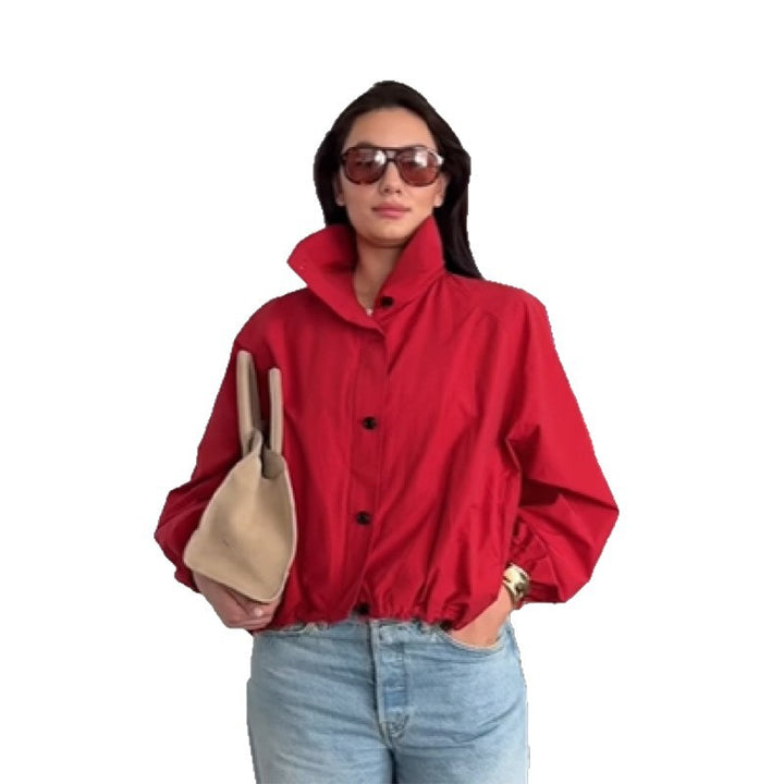 Damen stylische Outdoor-Jacke mit hohem Kragen Drune