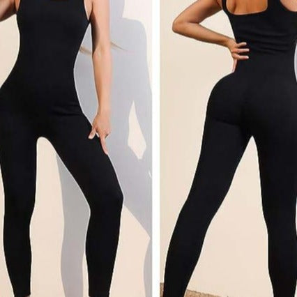 Damen Rippstrick Jumpsuit mit breiten Trägern und figurbetonter Passform Drune