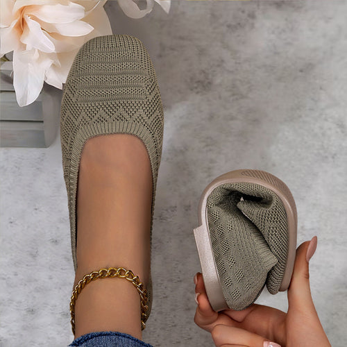 Damen Bequeme Ballerinas aus elastischem Strickmaterial mit flexibler Sohle Drune