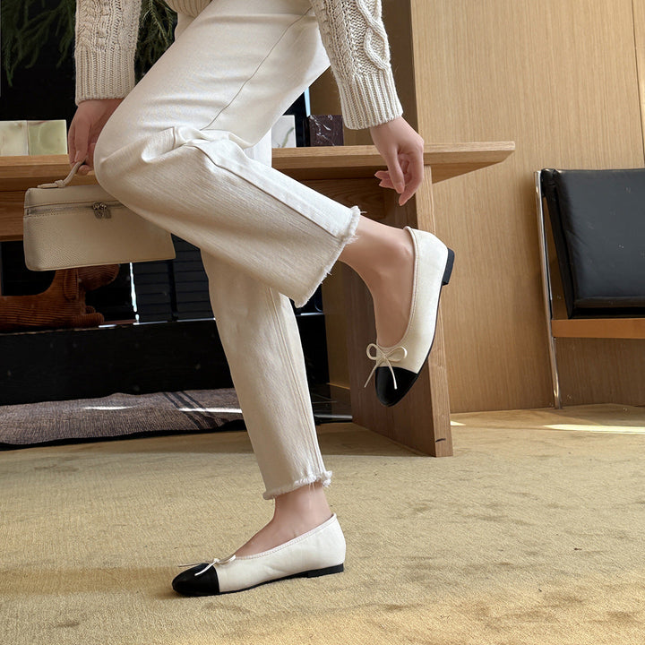 Damen Ballerinas mit modischem Schleifen-Detail und eleganter Farbkontrast Drune