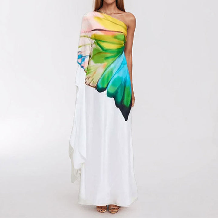 Damen Maxikleid mit asymmetrischem Design und kunstvollem Farbverlauf Drune