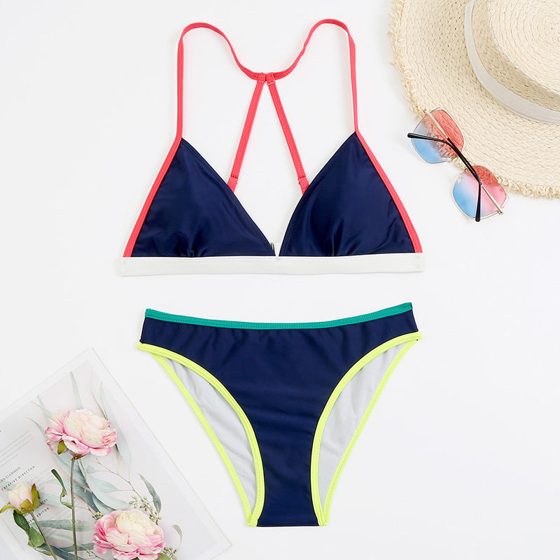 Damen Triangelbikini mit sportlichem Design und modischen Kontrasten Drune