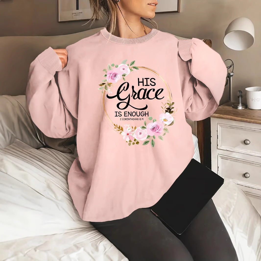 Damen Sweatshirt mit motivierendem Schriftzug und floralem Design Drune