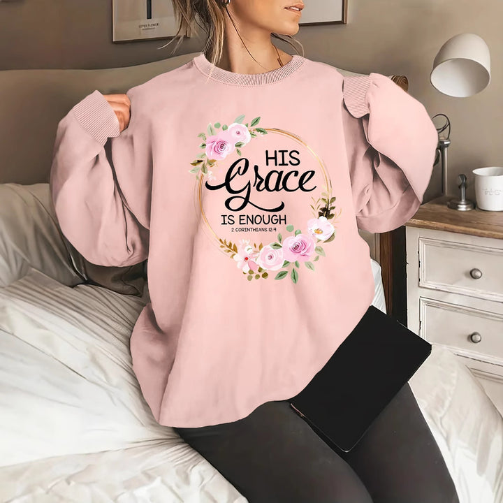 Damen Sweatshirt mit motivierendem Schriftzug und floralem Design Drune