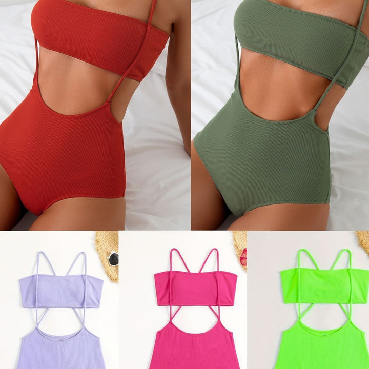 Damen Sportlicher Hochgeschnittener Bikini Drune