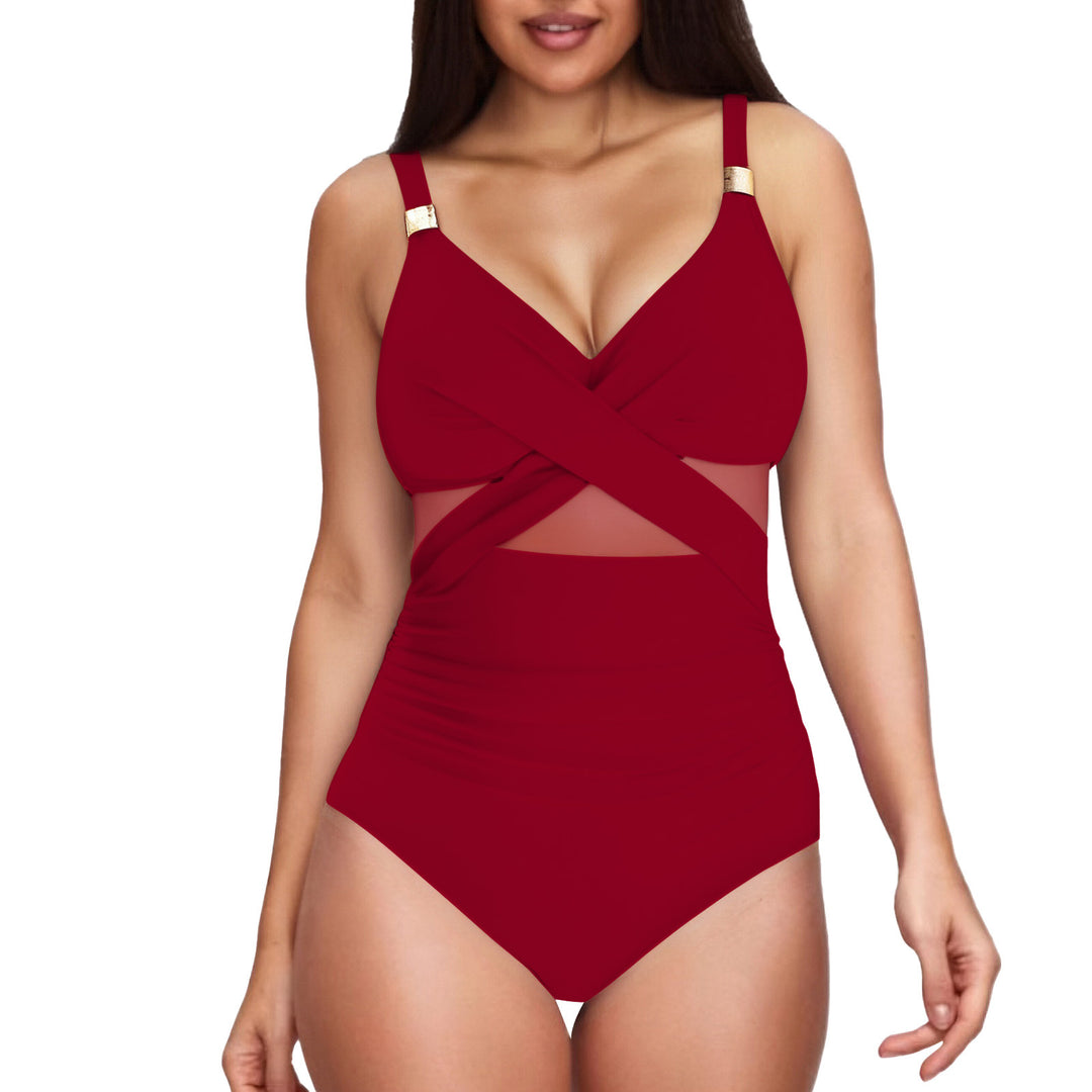 Damen Eleganter Einteiler mit transparenter Einsätzen Drune