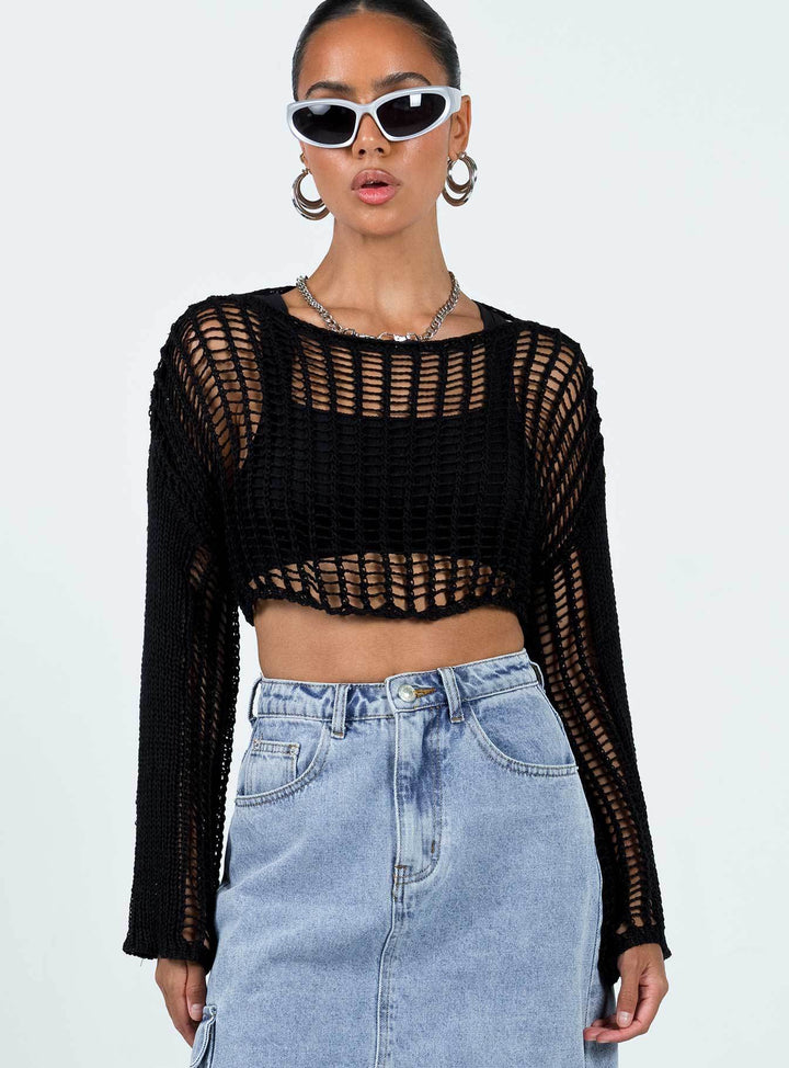 Damen luftige gehäkelte Strickjacke mit weiten Ärmeln Drune