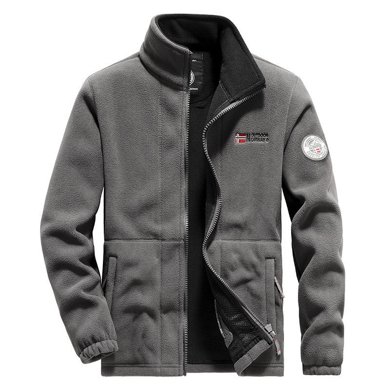 Herren nan hochwertige Microfleece-Outdoorjacke mit Stehkragen, durchgehendem Reißverschluss und isolierendem Fleece-Innenfutter Drune