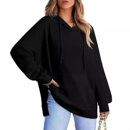Damen Oversized Kapuzenpullover mit seitlichen Schlitzen und praktischen Taschen Drune