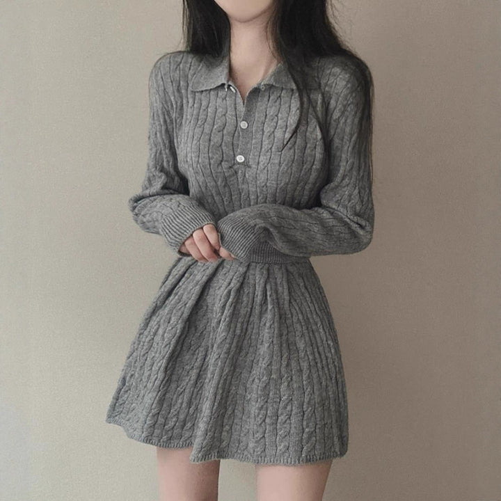 Damen Strickkleid im Pulloverstil mit Kabelstrickmuster Drune