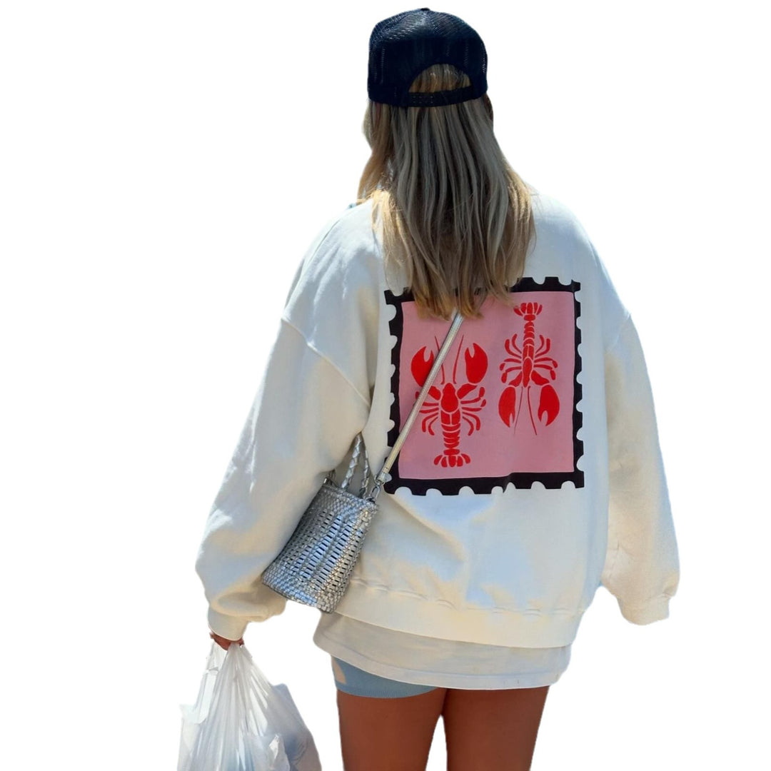 Damen Freizeitpullover mit kreativem Krabben-Print Drune