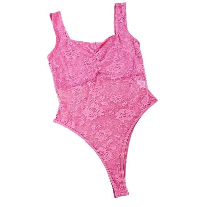 Damen Spitzen-Bodysuit mit floralem Design und konturierendem Schnitt Drune