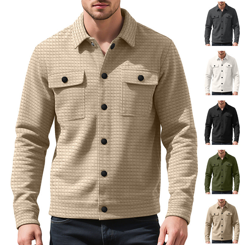 Herren nan Hemdjacke mit quadratischer Steppstruktur Druckknopffront und Brustklappen Drune