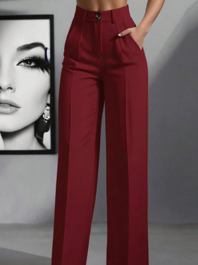 Damen elegante weite Bundfaltenhose Drune