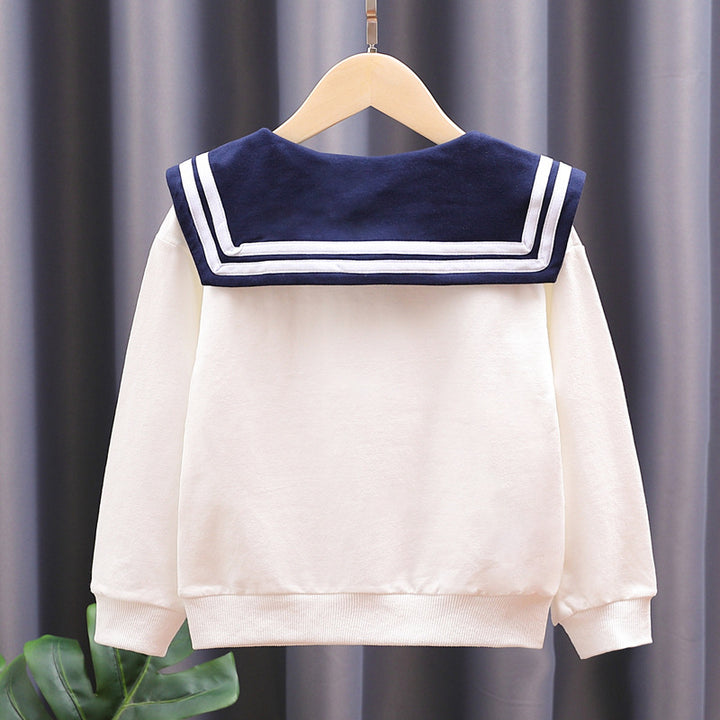 Mädchen Sweatshirt mit maritimem Kragen und dekorativem Schleifendetail Drune