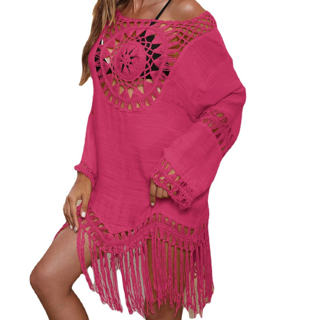 Damen Häkel-Strandkleid mit fransigen Details Drune