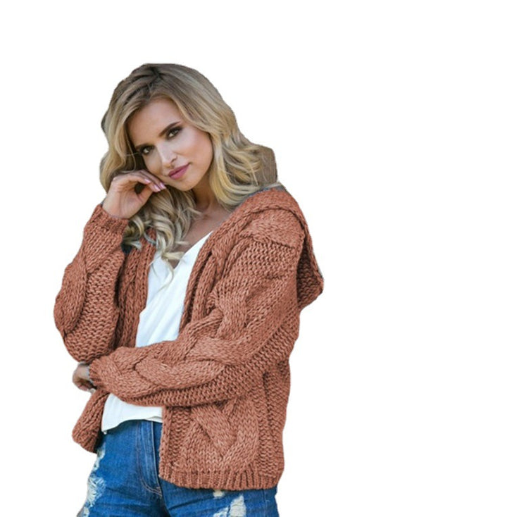Damen Grobstrickjacke mit Kapuze und asymmetrischem Design Drune