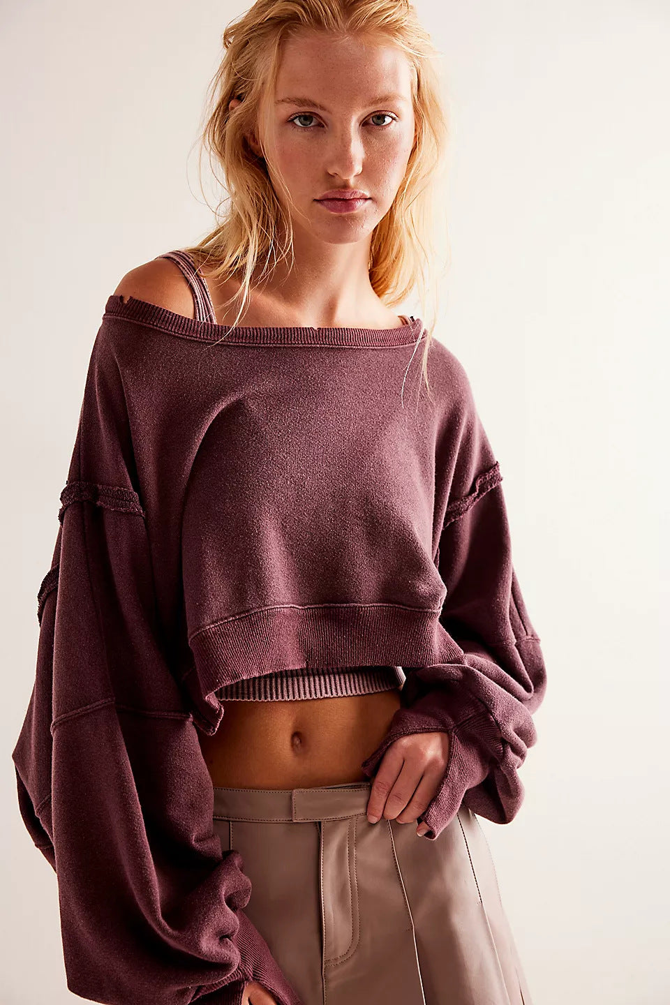 Damen lässiger Oversized-Pullover mit weichen Ärmelabschlüssen und lässigem Schnitt Drune