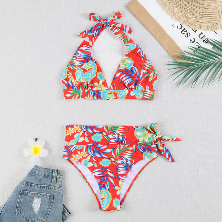 Damen Triangel-Bikini mit verstellbaren Bindebändern und floralem Design Drune