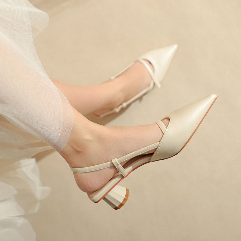 Damen Spitzeschuh Slingback-Absätze mit transparentem klobigen Blockabsatz Drune