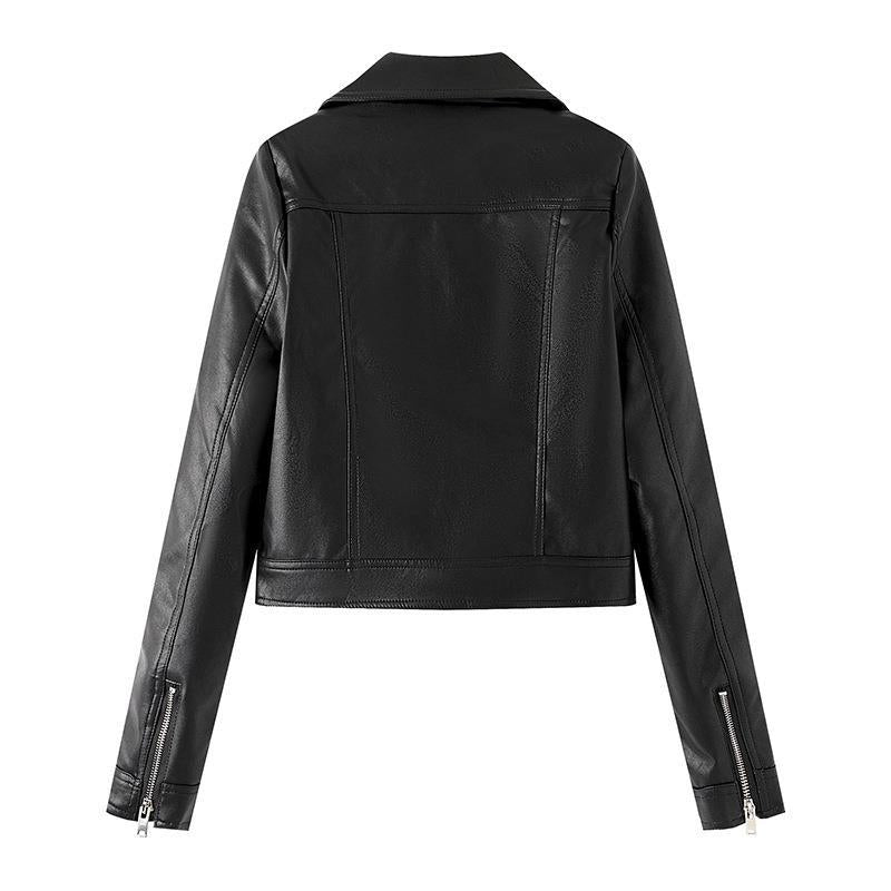 Damen Kunstleder Bikerjacke mit asymmetrischem Reißverschluss und praktischen Taschen Drune